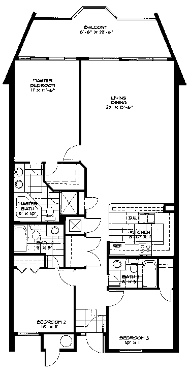 Ocean Bay Club 3 Bedroom Floor Plan