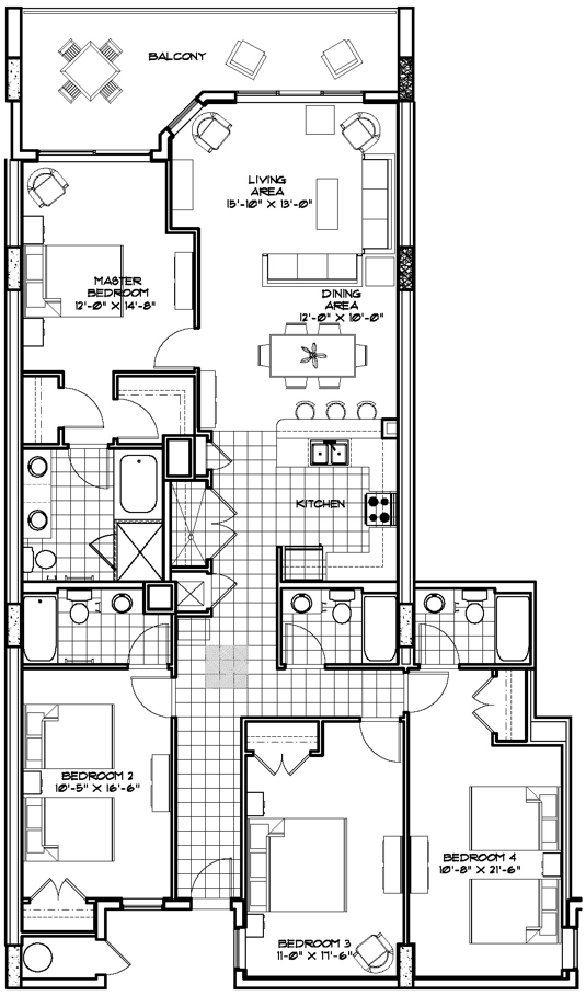 Owner's Quarters Crescent Shores #1003 Floorplan